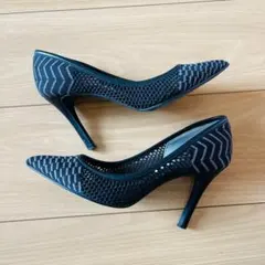 DIANA ブラック メッシュ ハイヒール パンプス