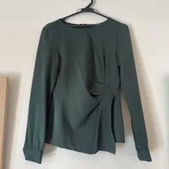 ZARA BASIC ダークグリーン 長袖シャツ M