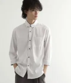 新品tkタケオキクチ 七分袖ドビー織シャツ