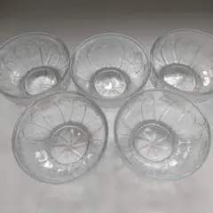 ガラス お花模様 デザート器 ５個セット まとめ売り 昭和レトロ