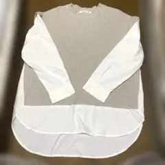 as know as ニット　レイヤードトップス　ドッキング ブラウス