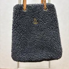 値引き中＊グレー ファーショルダーバッグ ロゴ付き