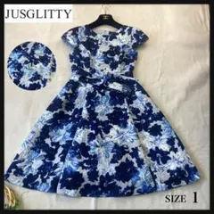 美品　JUSGLITTY　ジャスグリッティー　ノースリーブ　ワンピース　花柄　S