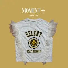 【moment＋】 新品 チュール フリル カレッジプリント Tシャツ サイズMのサムネイル