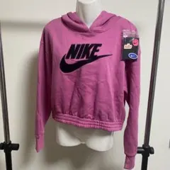 NIKE ピンク クロップドフード付きパーカー Mサイズ