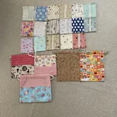 ハンドメイド マスク・ポケットティッシュケース・巾着 22点セット