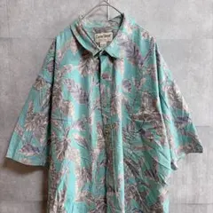 Cooke Street アロハシャツ ボタニカル柄 ビッグサイズ 青緑 綿
