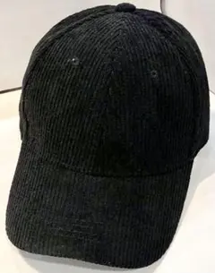 新品！薄手のコーデュロイ キャップ ブラック／ユニセックス キャップ
