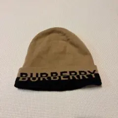 BURBERRY ニット帽 ビーニー ロゴ入り ベージュ ブラックのサムネイル