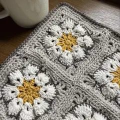 アフリカンフラワーモチーフ ハンドメイド マルチカバー 玄関マット
