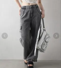 SpRay デニムカーゴバギーパンツ グレー