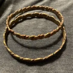 金属製ツイストデザインバングル2本セット