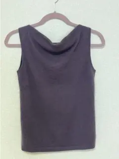 パープル 半袖トップス　アンゴラ70%