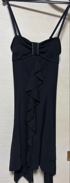 パーティードレス フリル　ビジュー装飾　 M