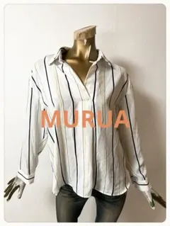 ☘️T23348☘️MURUA ストライプ スキッパーシャツ トップス Fのサムネイル