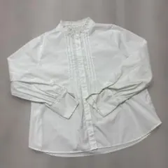 indexホワイト フリル付きスタンドフリルバンドカラーシャツ 長袖　M
