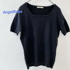 AngelRose ブラック　半袖　ニット　ウール　無地　シンプル