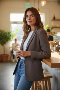 M974☆UNTITLEDブラウン テーラードジャケット ウール混紡