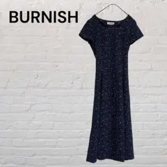 バーニッシュ　花柄ロングワンピース ネイビー 小花柄 フレアワンピ 半袖　透け感