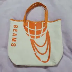 BEAMS トートバッグ オフホワイト/オレンジ