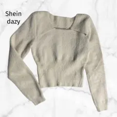 【美品】SHEIN シャギニットトップス　チェーン付　韓国ガーリー　クロップド丈