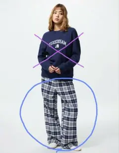 ユニクロ サンリオキャラクターズ ラウンジセット 3XL ネイビー ボトムスのみ