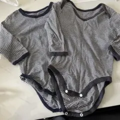 ストライプ長袖ボディスーツ2枚セット