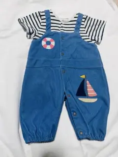 ストライプ柄Tシャツとデニムオーバーオール4枚セット