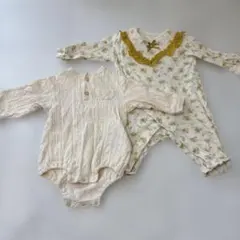 アイボリー ケーブルニットロンパース セット