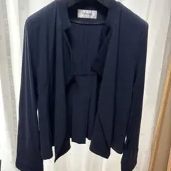 PINORE ネイビー ノーカラージャケット　40サイズのサムネイル