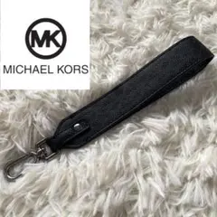 マイケルコース 黒 レザーストラップ ハンドバッグ 総柄 MK 希少 シルバー