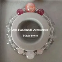 ファイヤークォーツ クンツァイト ストロベリークォーツ　天然石ブレス