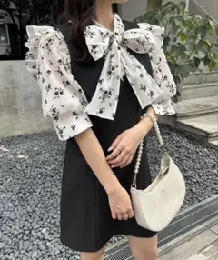 NICE CLAUP 前後2wayボウタイブラウス+ミニジャンスカセット