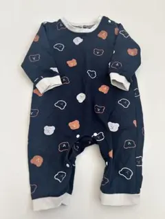 クマ柄ロンパース ネイビー 80cm未満