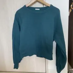 ダークグリーン ラグランスリーブ トレーナー