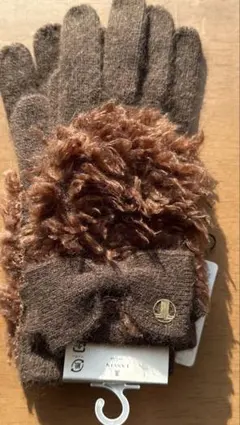 【値下げ中】LANVIN en Bleuファー付きブラウン手袋