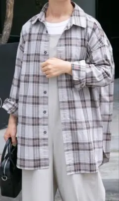 チェックロングシャツ