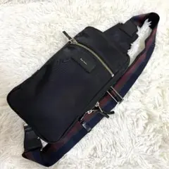 近年！美品✨ Paul Smith ボディバッグ マルチストライプ スリム 黒色