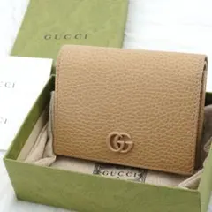 未使用品　箱付き　GUCCI グッチ　二つ折り財布　レザー　GG柄　マーモント