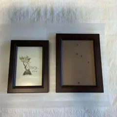 ダークブラウン木製フォトフレーム 写真立て 2点セット