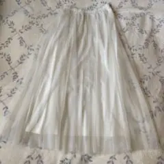 【新品】ウエストゴム　ロングスカート　チュール　ホワイト　白