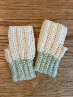 【手編み】指なし手袋 フィンガーレス手袋 ハンドウォーマー ＊ハンドメイド＊防寒