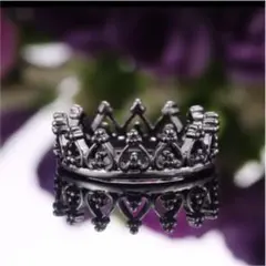 クラウンハート シルバーブラック リング 16号