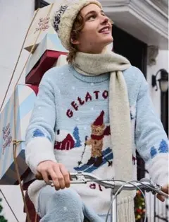 ジェラートピケ オム【HOLIDAY】スキーベアジャガードプルオーバー　L