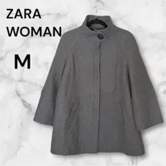 ZARA WOMAN グレー ラグランスリーブコート M 羊毛 ウール