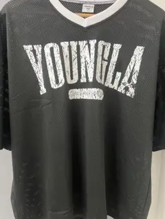YOUNGLA メッシュTシャツ ブラック XL