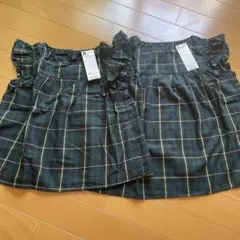 お揃い　GU チェック柄 ノースリーブ　トップス　130