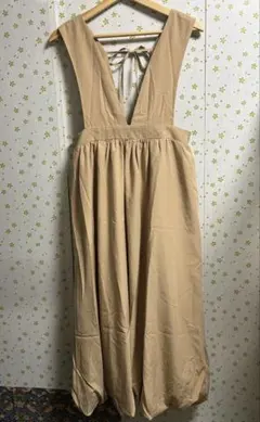 Lサイズ ベージュ バルーン ジャンパースカート