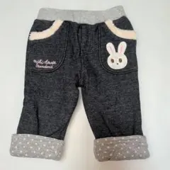 80★ミキハウス★うさこちゃんアップリケ付き！内フリースパンツ★