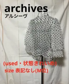 シースルー ドット 水玉 カットソー トップス(used、きれいめ)サイズ表記無